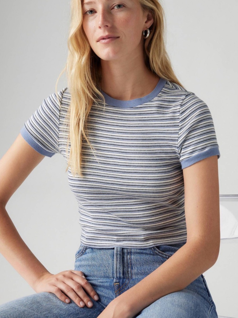 Levi's Blue and White Striped Sporty Tee